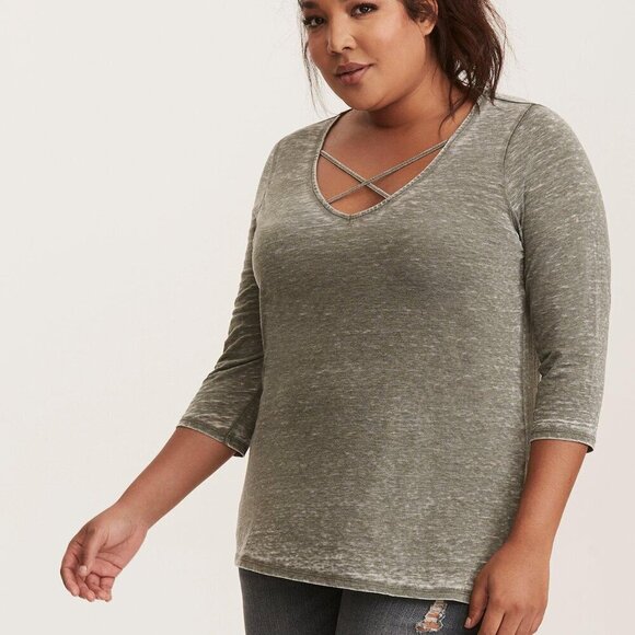 Torrid Burnout Wash Strappy Tee 2x green - Picture 1 of 12